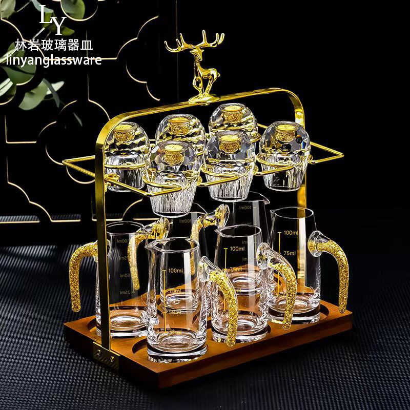 Image result for Gold Foil Crystal Faceted Liquor Glass Set High-end Home Glassware Shot ...