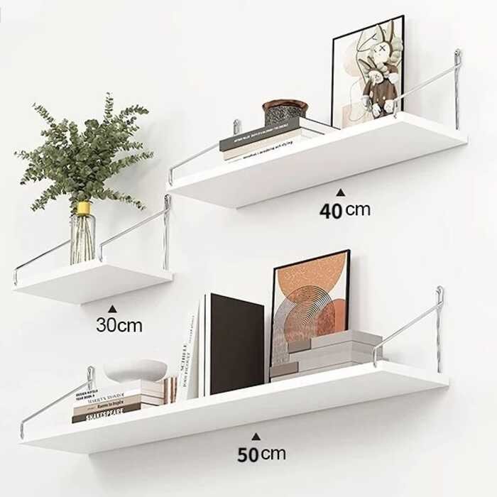 3Pcs Floating Wall Storage Panels Solid Wood Decorative Display Racks ...