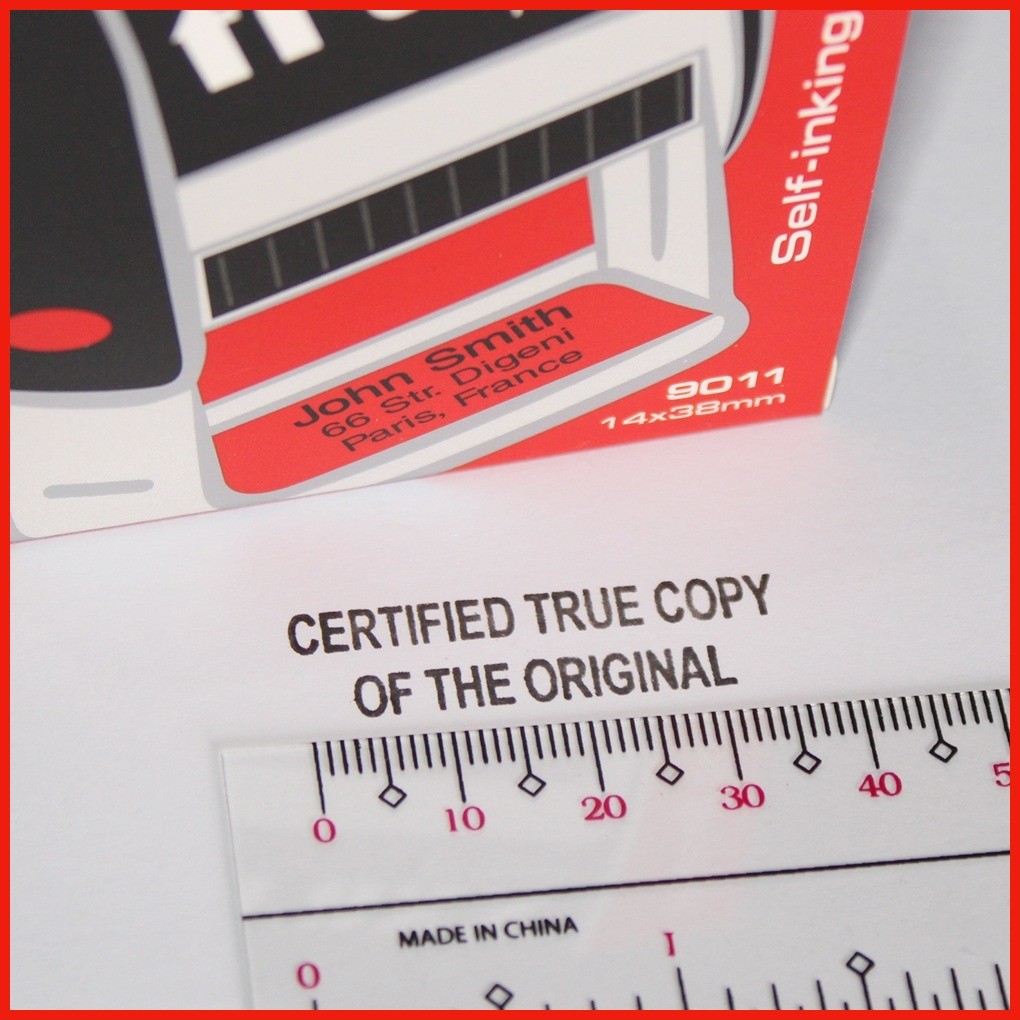 TRAXX SELF-INKING STAMP 38X14 MM CERTIFIED TRUE COPY OF THE ORIGINAL ...