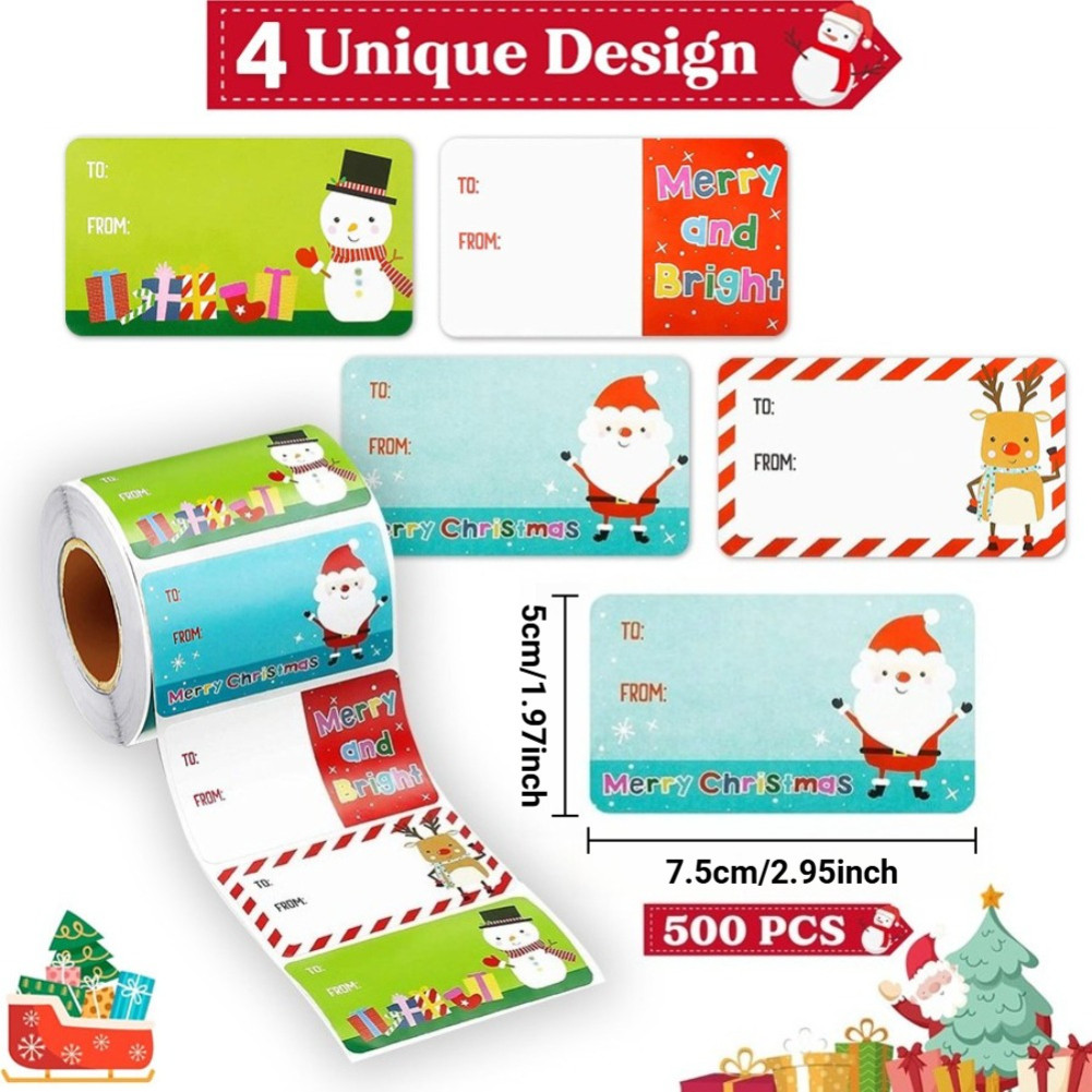 250Pcs Christmas Gift Label Merry Christmas Gift Name Tags Present Seal ...