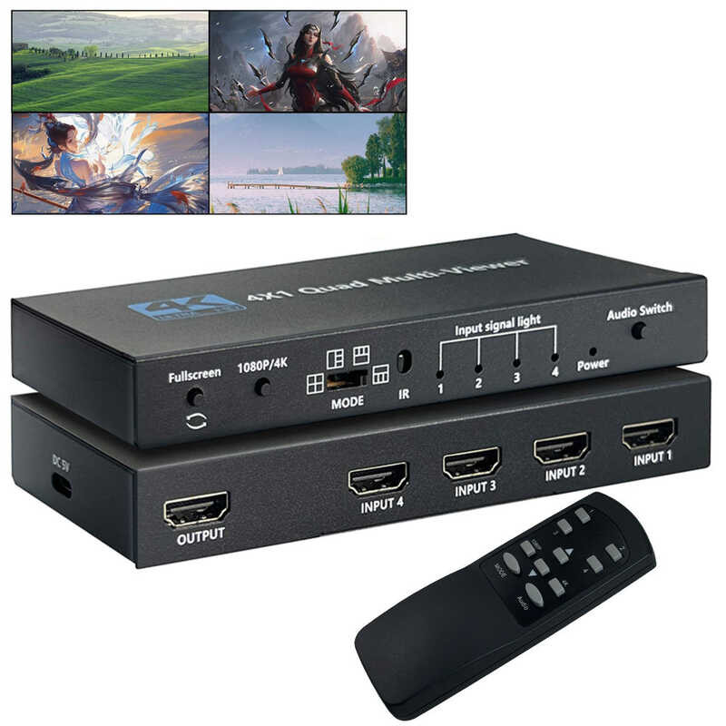 HDMI 4K Quad Screen Multiviewer 4X1 1080P 4 In 1 Out HDMI Multi Viewer ...