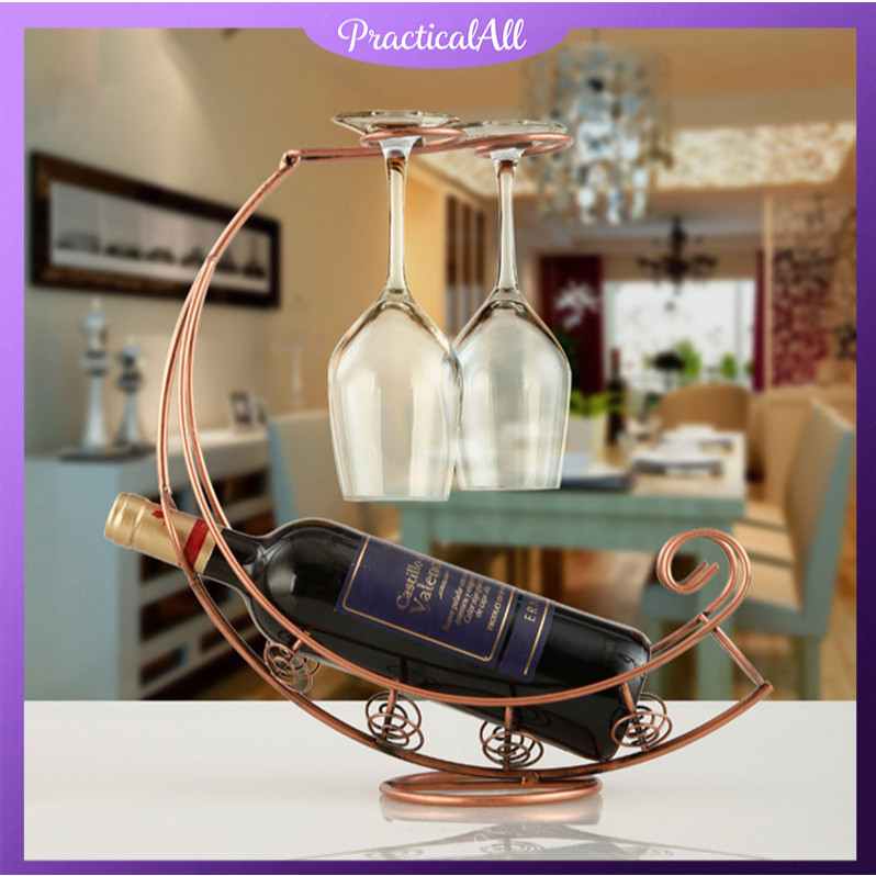 Retro Wine Bottle Holder Wine Rack Champagne Bottles Stand Glass Cup ...