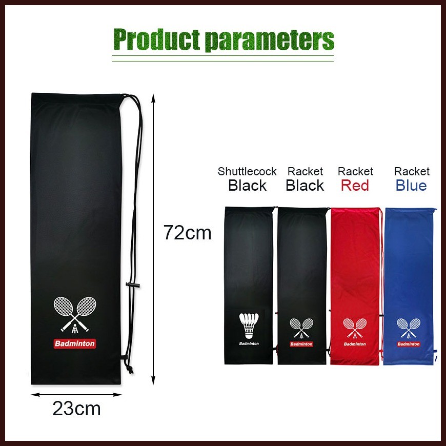 ♒ Badminton Racket Cover Bag Soft Fleece Storage Bag Case Drawstring ...