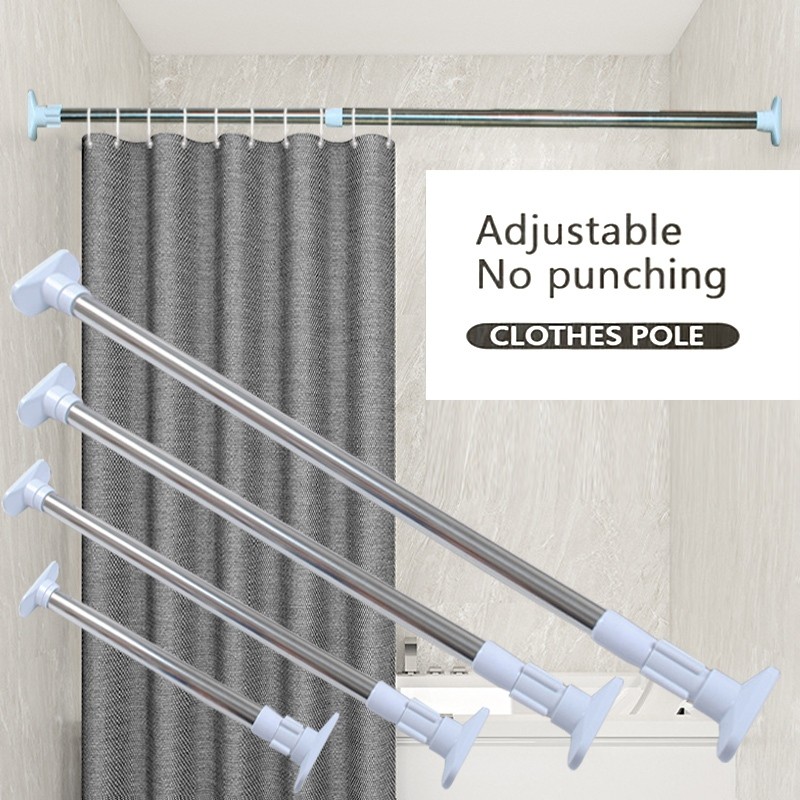 No-Drill long adjustabl curtain rod extendable sampayan stainless ...