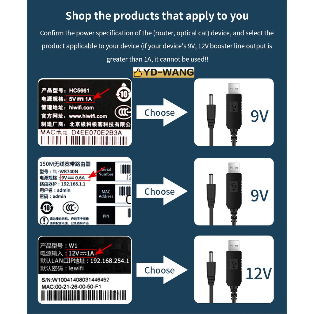 DC 5V To 12V USB Power Boost Cable Power Bank To Wifi Cable Boost ...