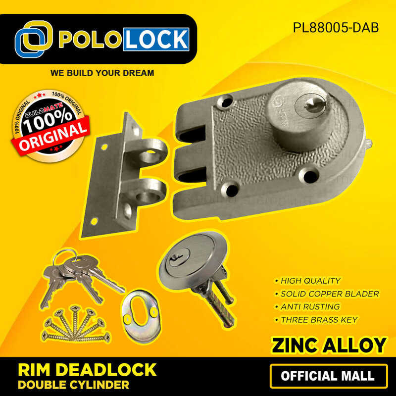 Pololock Rim Deadlock Double Cylinder Antique Brass Sliding Swinging ...