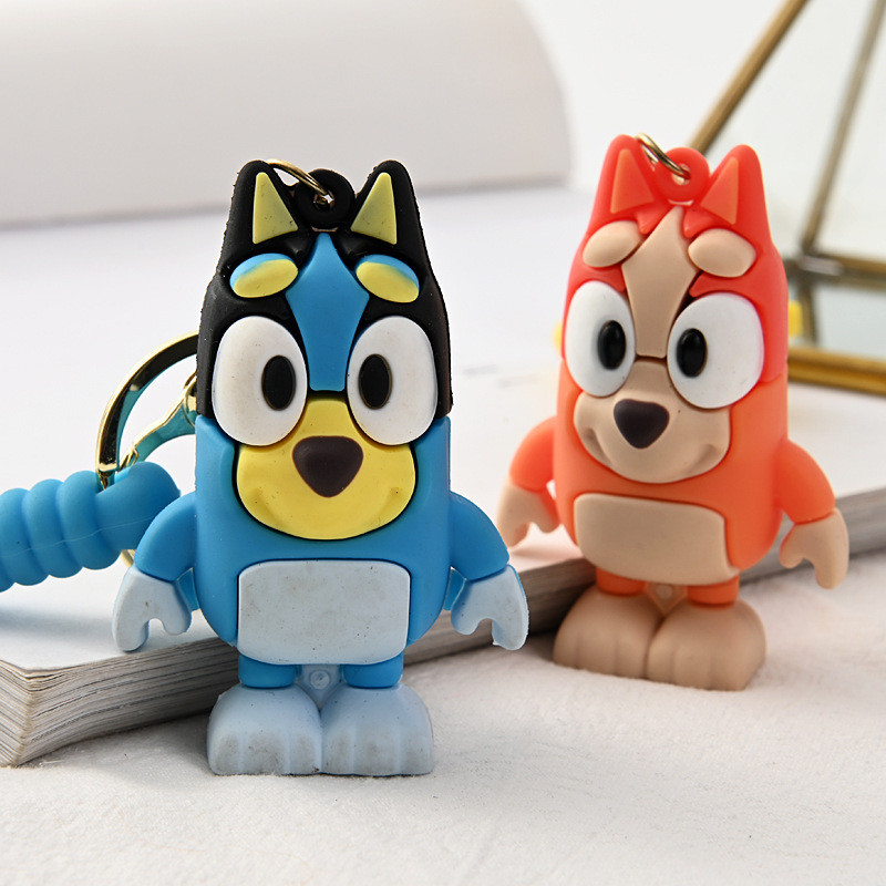 Bluey And Bingo Cute Cartoon PVC Model Dolls Keychain Car Keyring ...