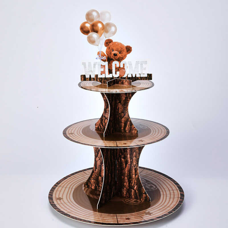 Party Theme Decoration Paper Tree Wheel Cake Stand Bear Desktop ...