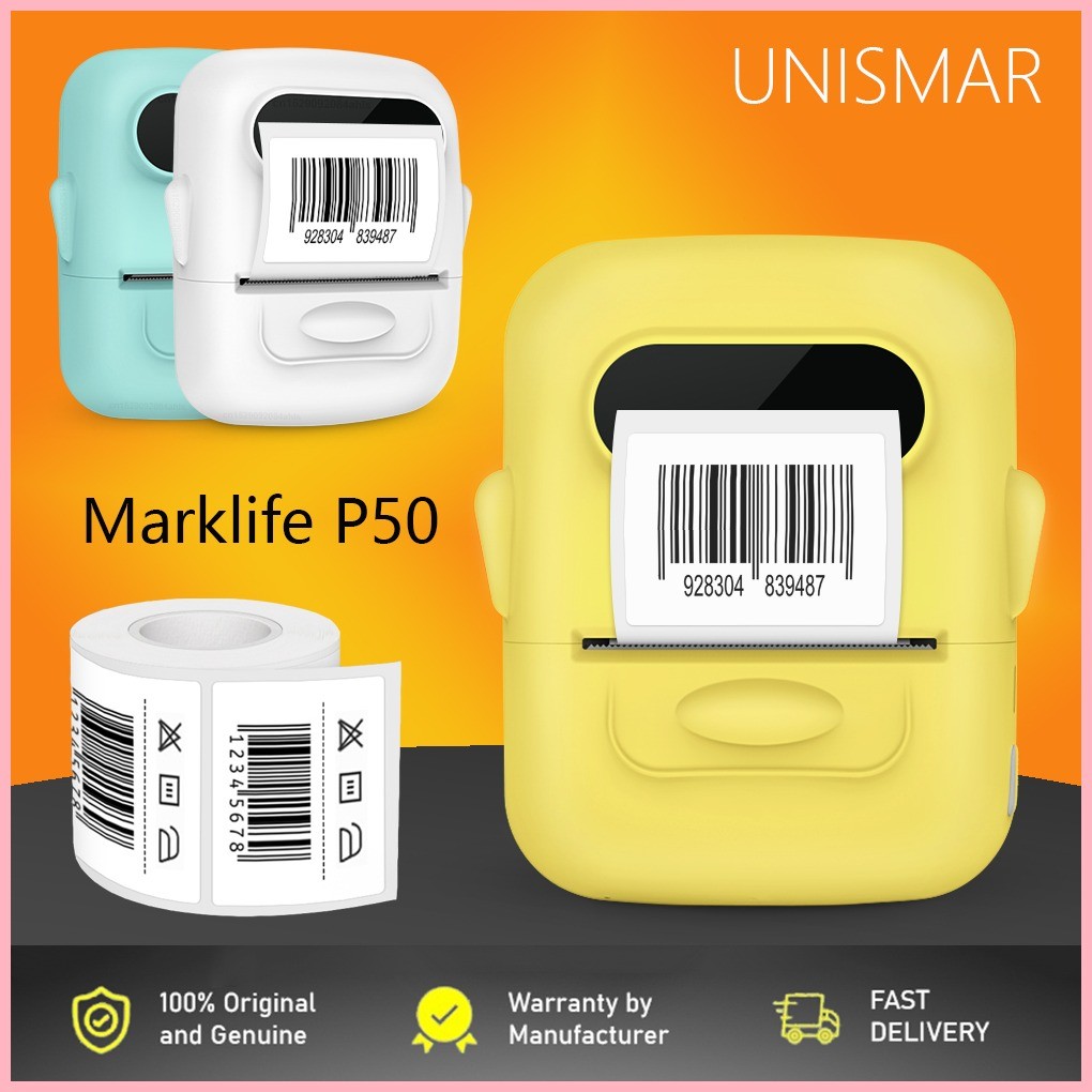 Marklife P50 Thermal Label Printer HD Mini Portable Bluetooth Wireless ...
