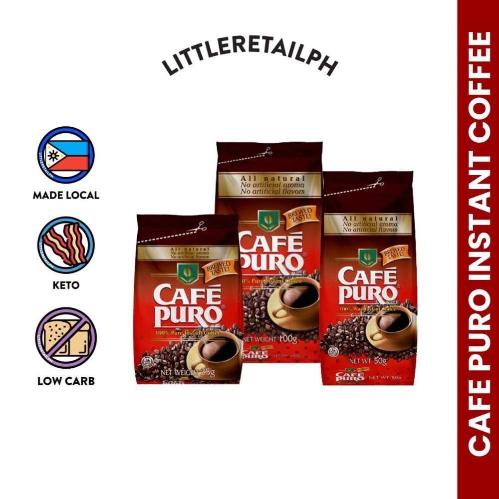 Puro Cafe Instant Coffee Econopack Pouch (25g, 50g, 100g) for Keto/Low ...