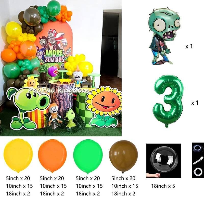 Vs Plants Zombies Game Theme Balloon Arch Kit Kids Birthday Party ...
