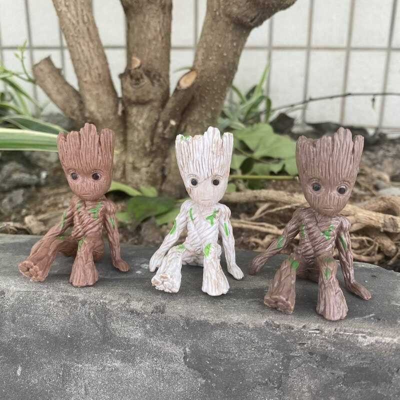 PVC Tree Man Groot Figure Flower Pot Decoration Figurine Blind Box ...