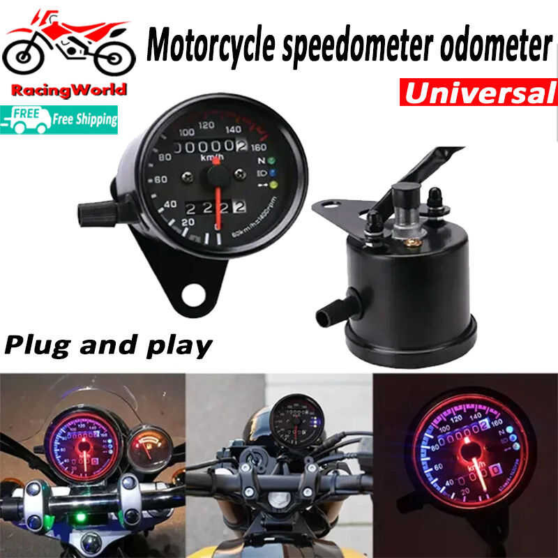 Universal Motorcycle Cafe Racer Odometer Speedometer Dual Digital ...