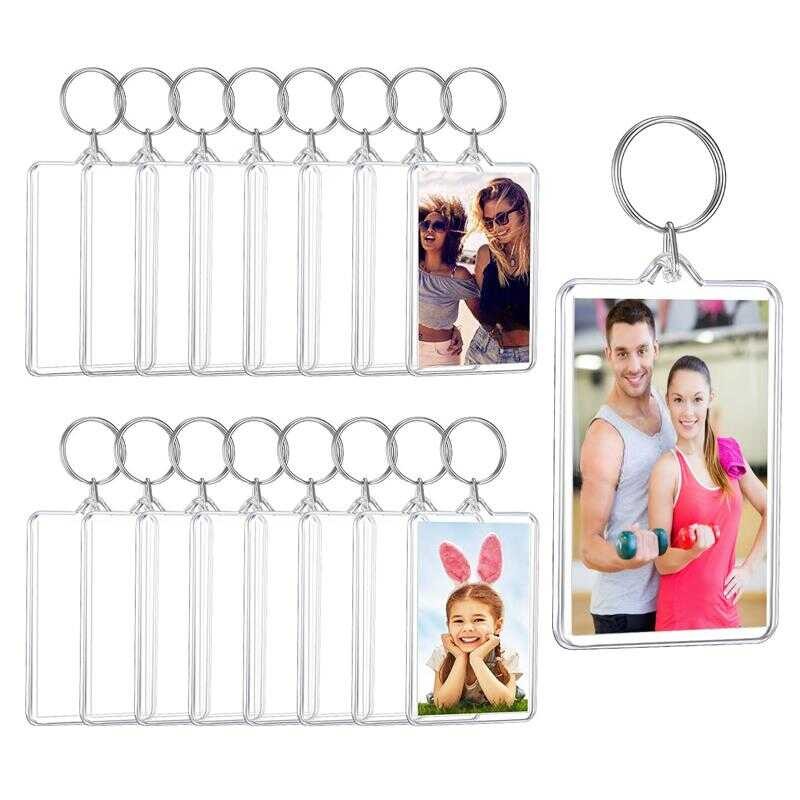 10Pcs Acrylic Keychain Transparent DIY Photo Picture Frame Insert ...