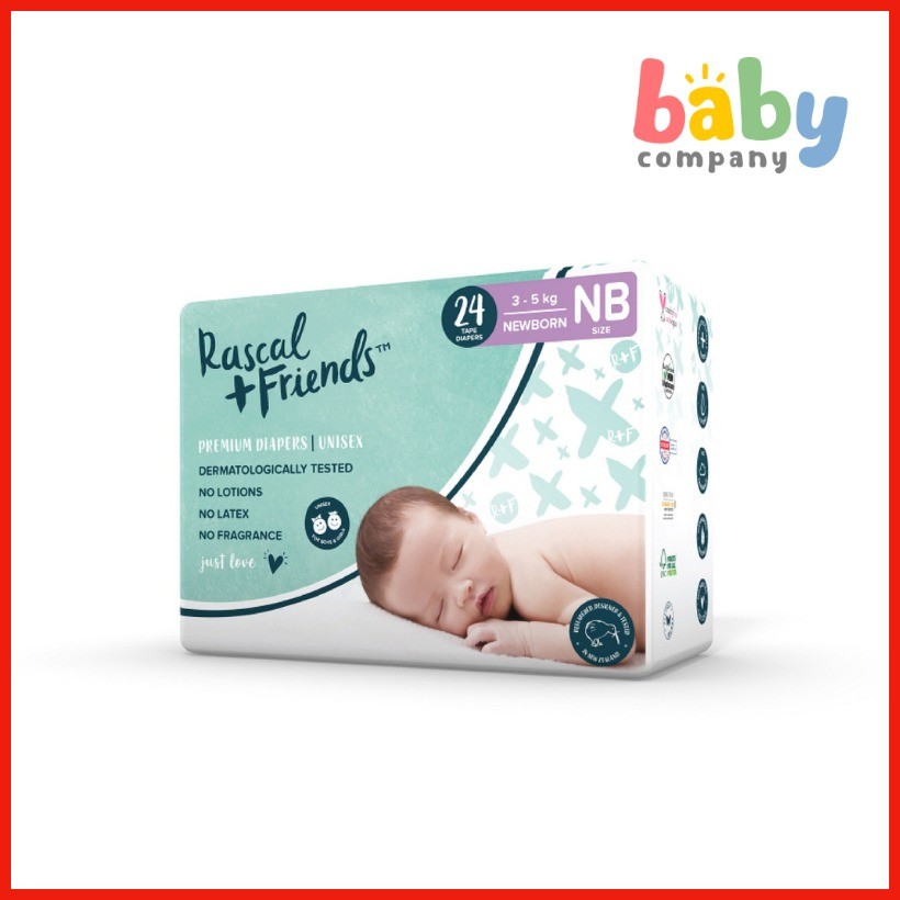 Rascal + Friends Diapers Tape Newborn, Convenience Pack, 24 pads ...