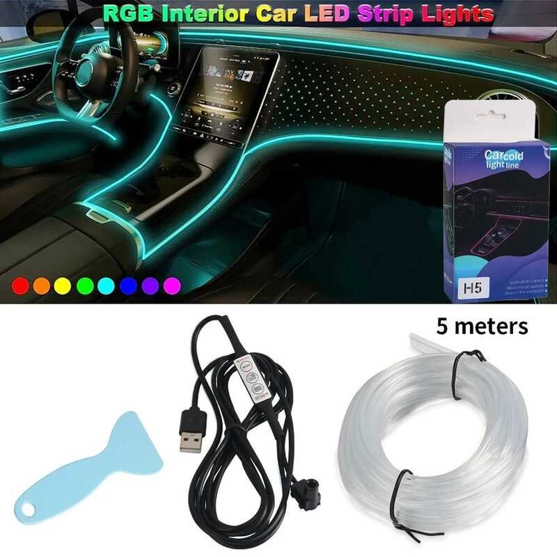 Strip Neon Light RGB USB Ambient Led Lighting Kit With Fiber Optic For ...