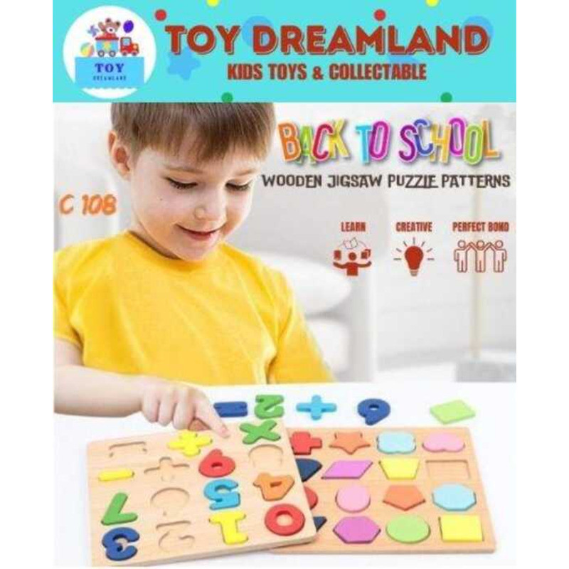 C108 Alphabet Digital Puzzle Wooden Toys Kid Number Letter Shape ...