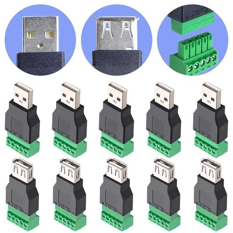 USB 2 B3 2.0 Type Connector With 5 Pin Screw Terminal, Solderless Male ...
