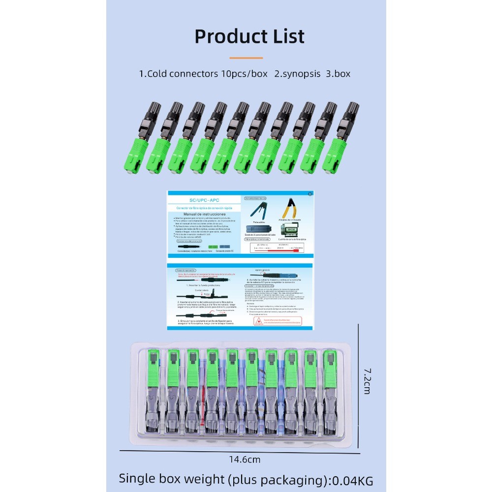 SAIVXIAN 10PCS/50PCS/100/200 PCS Lot Fiber Cold Splicer Fiber Optic Connector SC-APC SC-UPC FTTH Embedded Leather Wire Quick - 509 - View #2