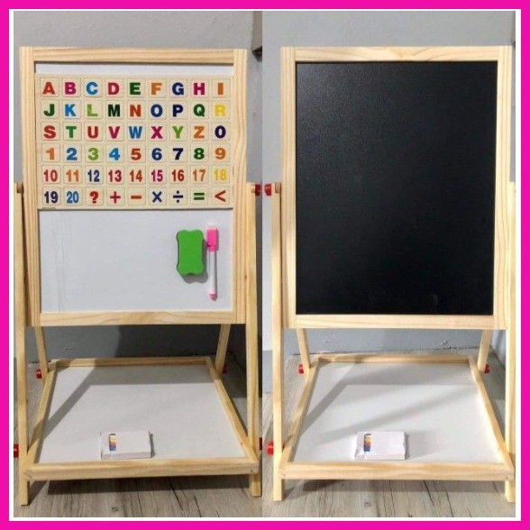 2 in 1 Easel Revolving Blackboard And Magnetic Drawing Whiteboard With ...