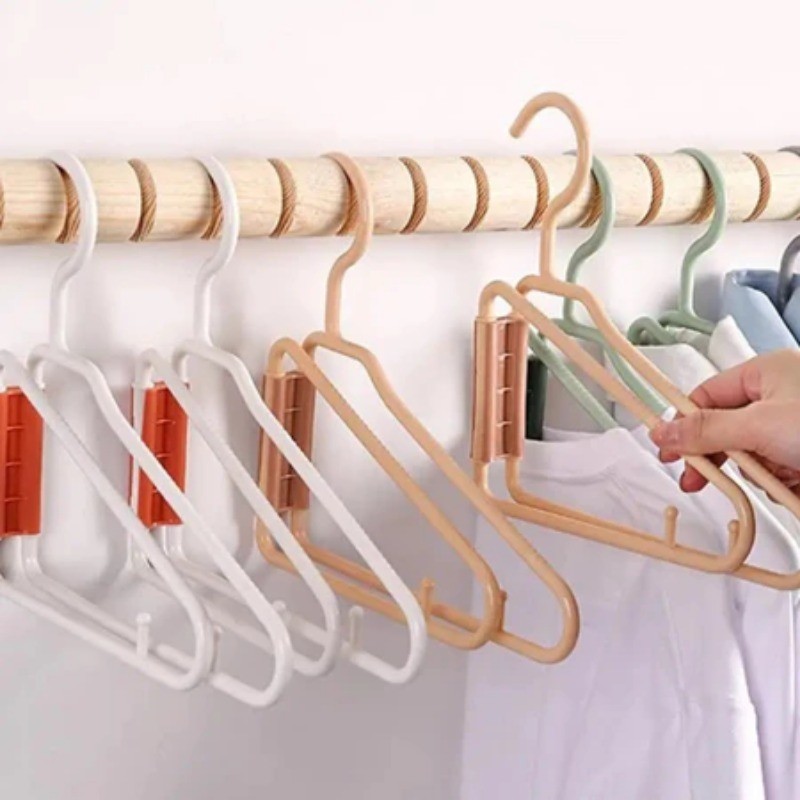5PCS Foldable Hangers Portable Clothes Drying Rack Plastic Hanger ...