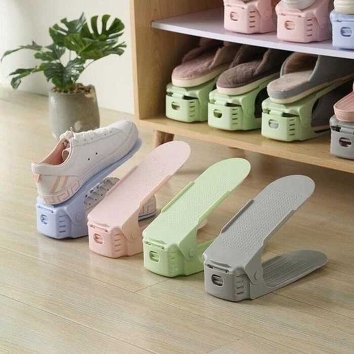 Simple Adjustable Rack Shoes Shoebox Double-Layer Shoe Support 5A7 ...