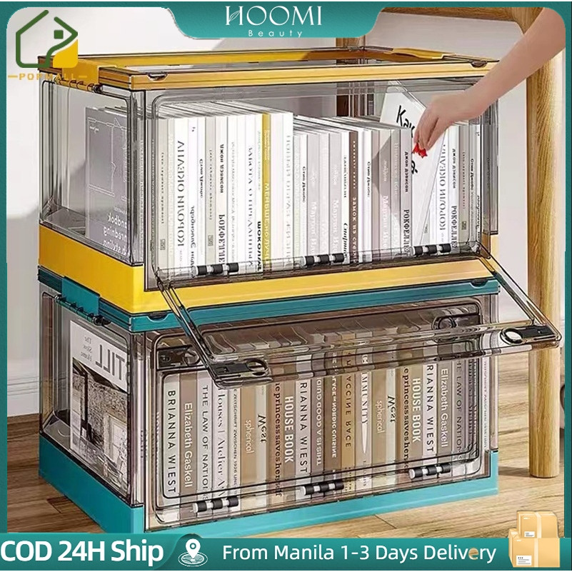Foldable Storage Box Organizer Clothes Storage Transparent Double Doors ...