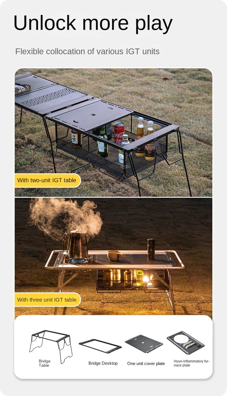 Campingmoon IGT Storage Rack 2-Unit Integrated Table Foldable Stackable ...