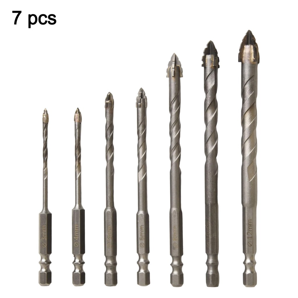 7pcs Eccentric Drill Four-Flute Glass Tile Punching Rock Slab Triangle ...