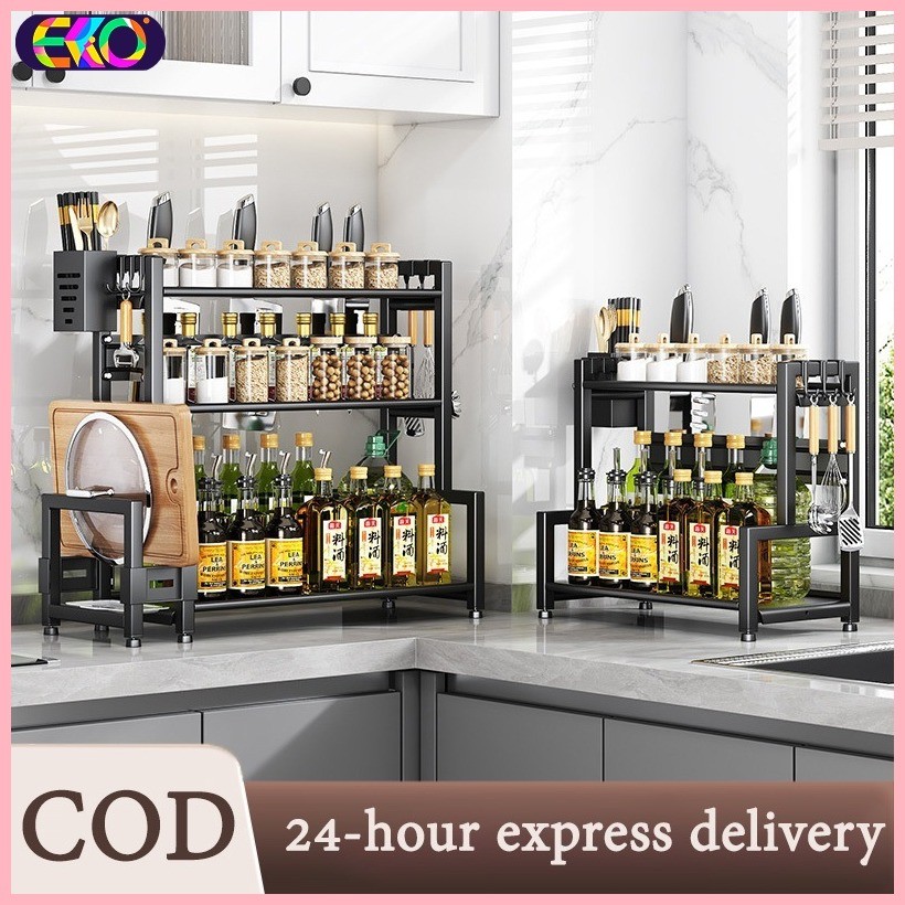 KITCHEN Condiments Rack Carbon Steelspice Rack Kitchen Organizer Knife ...