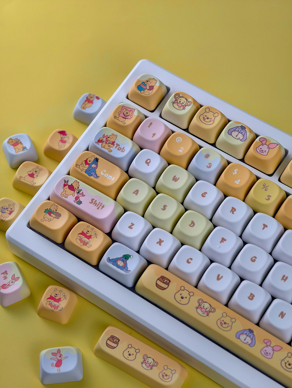 Winnie The Pooh Keycaps MOA Profile 130 Keys PBT Dye Sublimation Aula ...