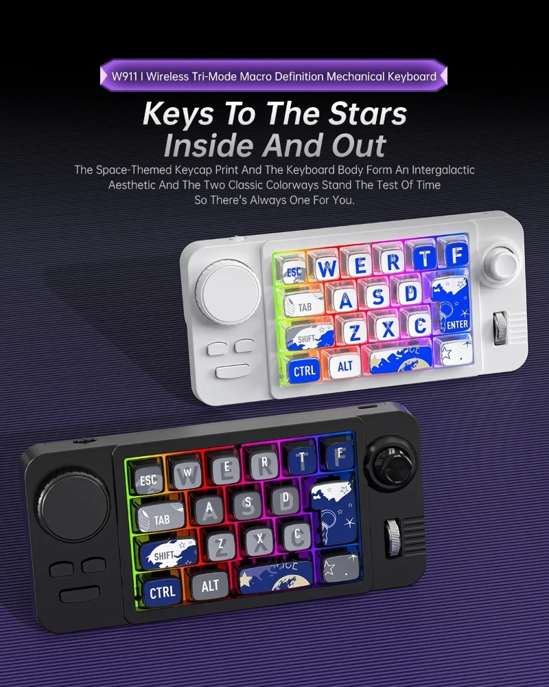 MKESPN W911 Mechanical Keyboard Tri Mode Macro Programming Hot Swap RGB ...