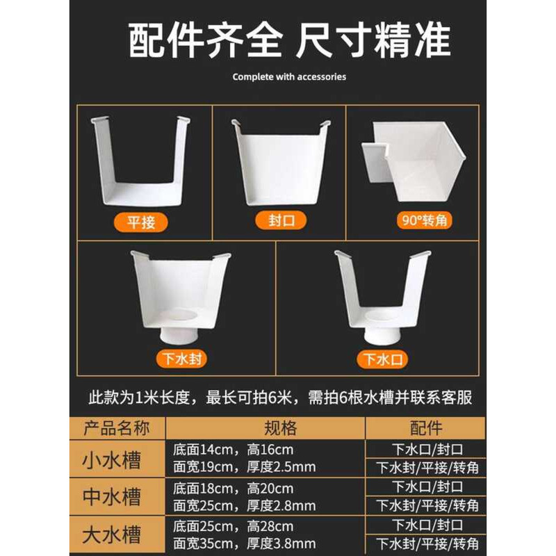 PVC Gutter Rainwater Channel Plastic Water Channel Eaves Roof Gutter ...