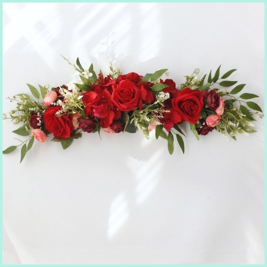 Luxury White Rose Artificial Flower Row Wedding Table Centerpiece ...