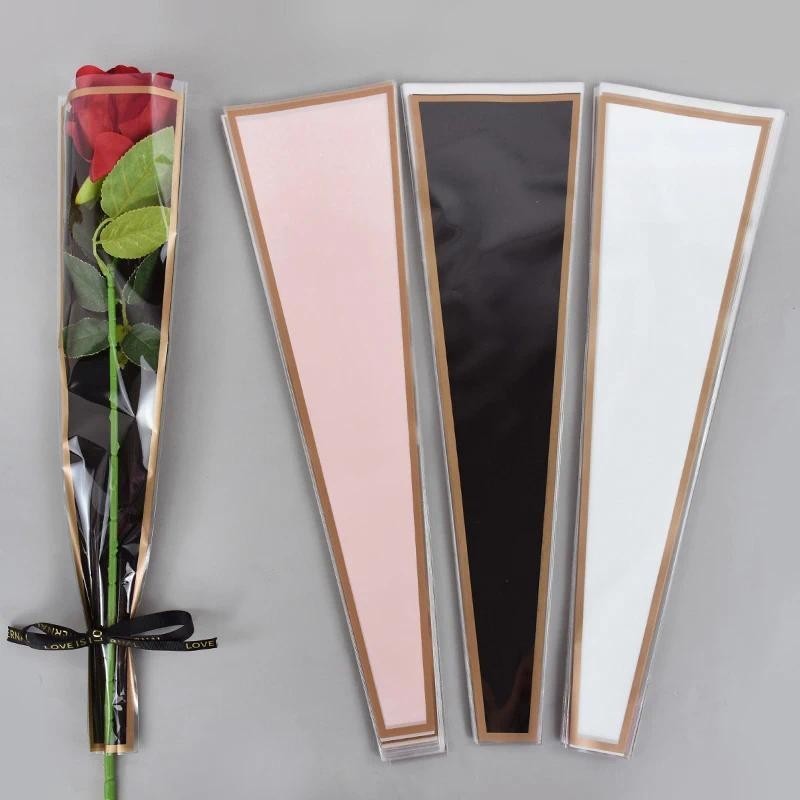 50pcs Single Rose Packaging Bag Transparent Waterproof Flower Floral ...