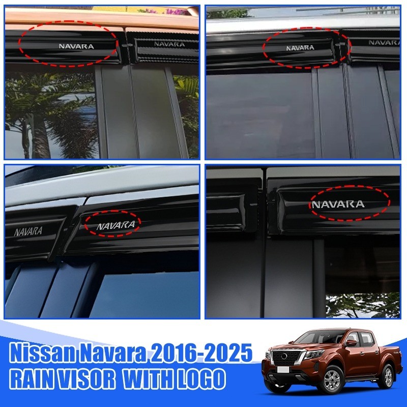 Nissan Navara 2016 to 2025 Rain Guards Window Visors Easy Install Car ...