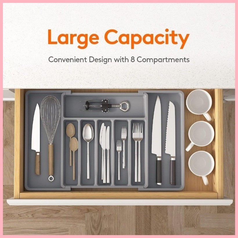 Cutlery Storage Tray Drawers Expandable tray Compact Drawer Divider ...