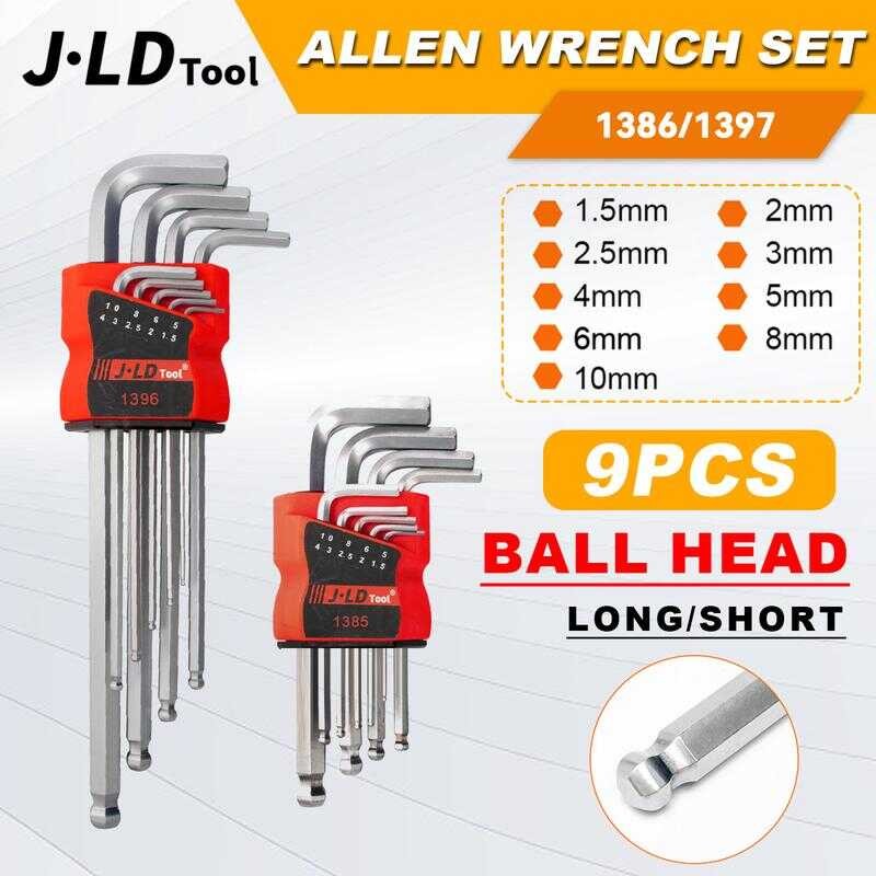 J.Ld Tool Allen Wrench Set Original 9Pcs Ball Head Long Short Sizes 1 ...