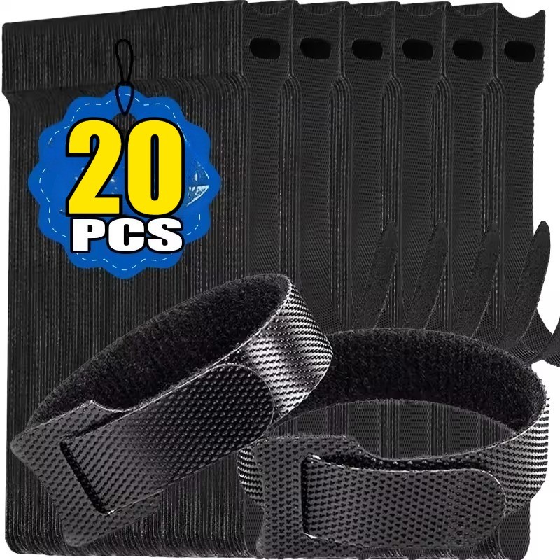 10-20Pcs Hook & Loop Cable Ties - Multi-purpose, Reusable, 4 Sizes ...