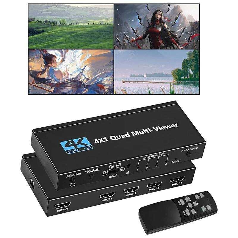 4K HDMI Quad Screen Multiviewer 4X1 1080P 4 In 1 Out HDMI Multi Viewer ...