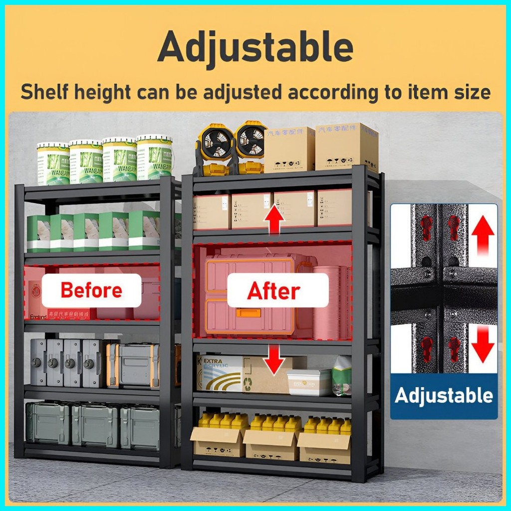 6 Layer Metal Rack Steel Self Heavy Duty organizer Shelves Boltless ...