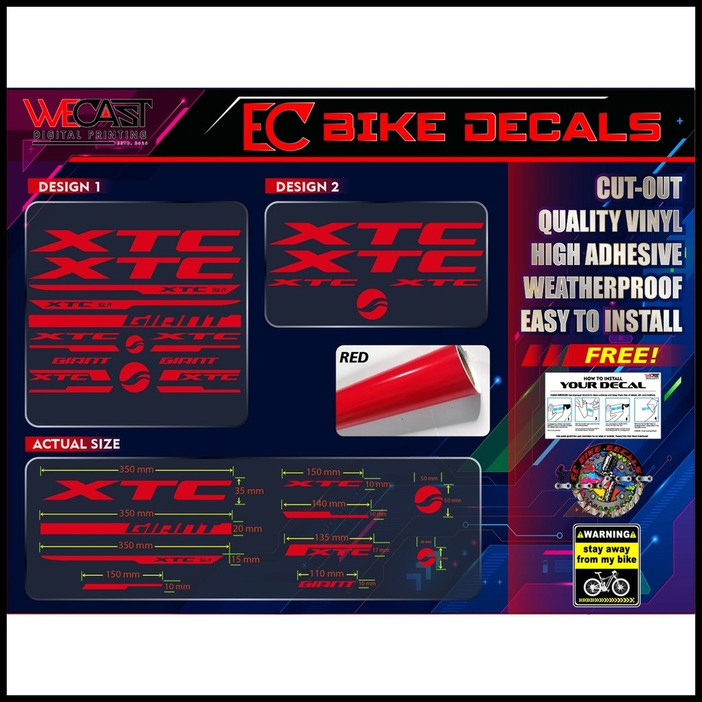 GIANT XTC BIKE FRAME DECALS HIGH QUALITY VINYL STICKER | Shopee Philippines
