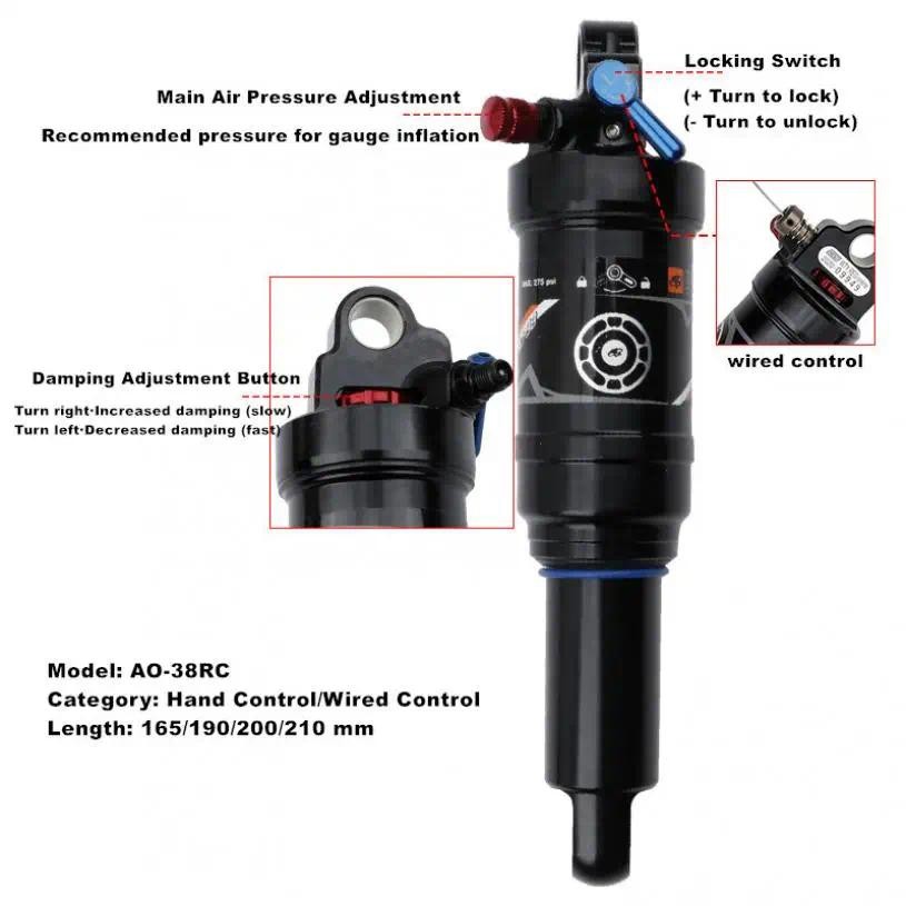 DNM AO-38RC Mountain Bike Air Rear Shock Manual/Cable Lockout