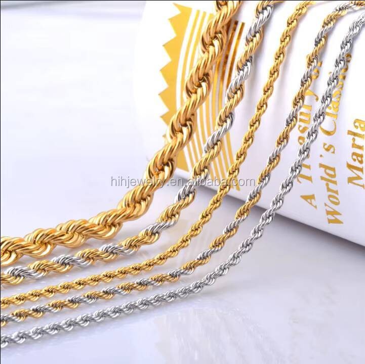 Gold Rope Necklace for Men Fashion Types of Chain Links Jewelry e ...