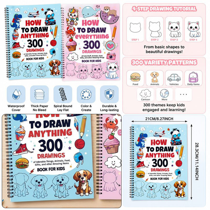 Our Adorable Coloring Book Filled How To Draw Everything 300 Drawings ...