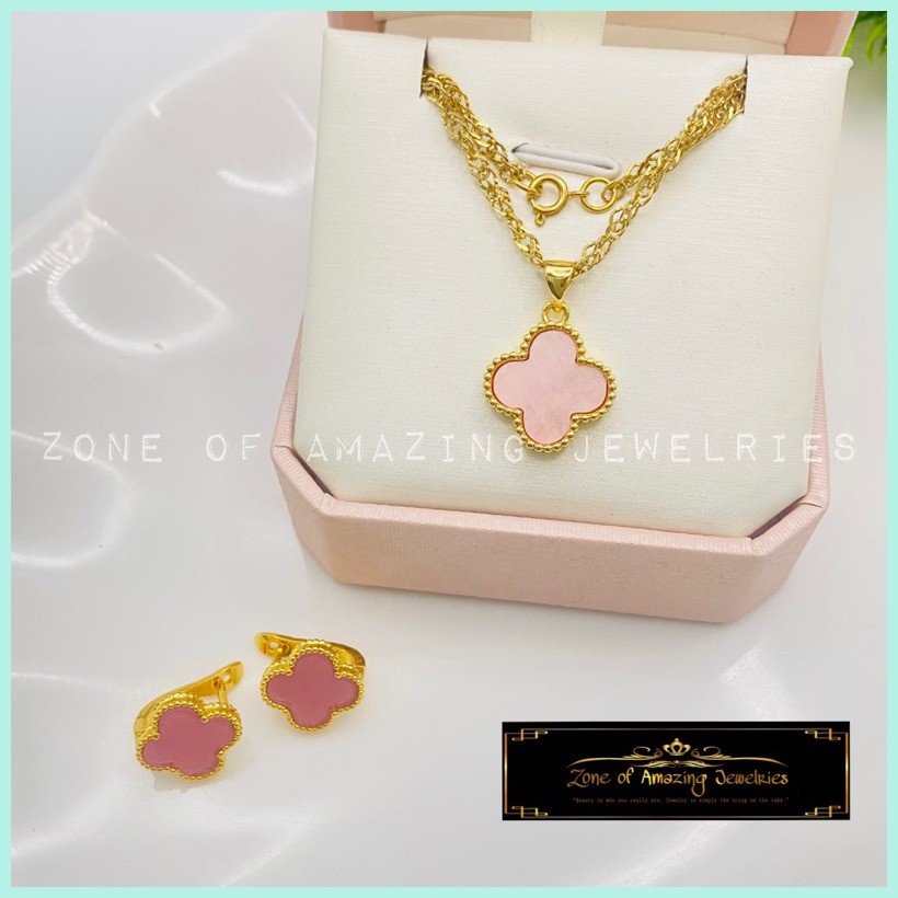 zoaj.ph Clover Fourleaf Necklace and Clip Earrings Set with Singapore ...