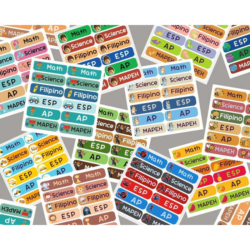 Personalized SUBJECT Sticker Label For Kids - Waterproof 42F | Shopee ...