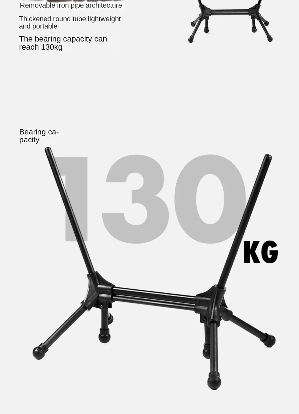 BLACKDOG Black Square Rocking Chair Portable Ultralight Steel Aluminum ...