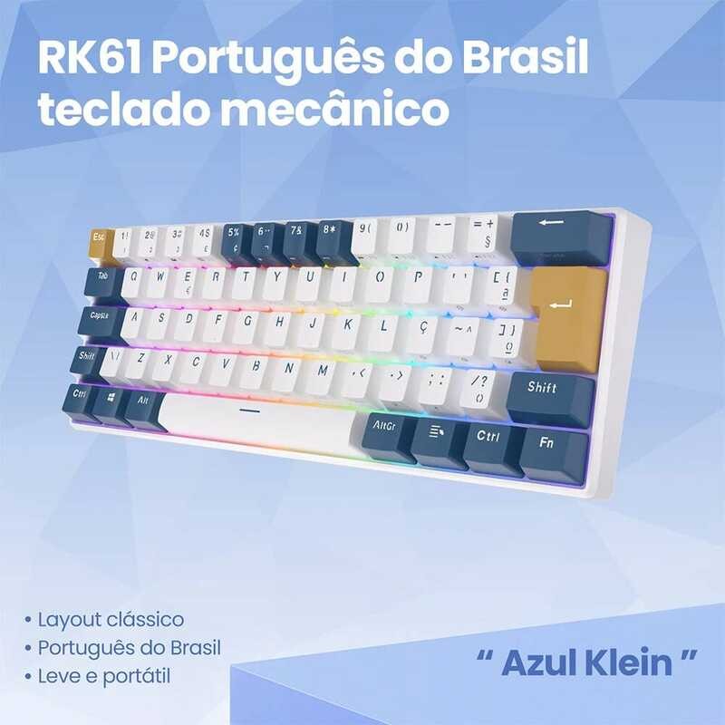 Y RK ROYAL KLUDGE Rk61 Brazilian Portuguese 1nical Gaming Keyboard Mini ...