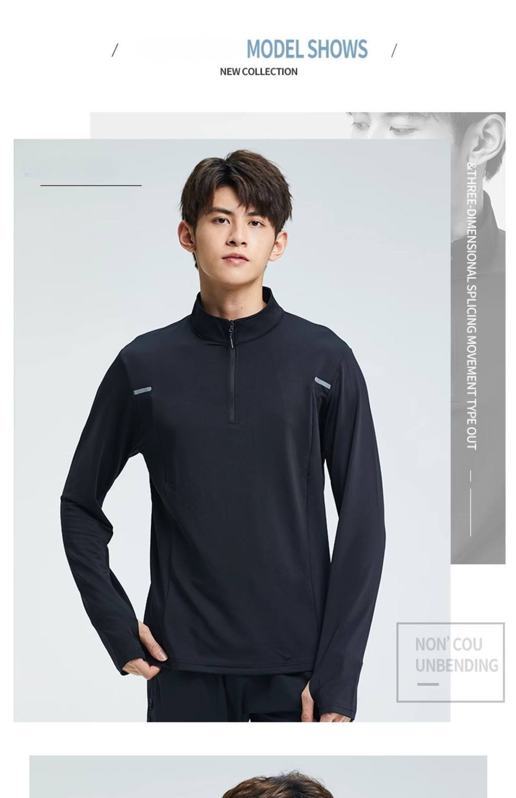 ZENOX M-3XL Unisex Quick Dry Long Sleeve Half Zip Sport T-Shirt Dri-FIT ...